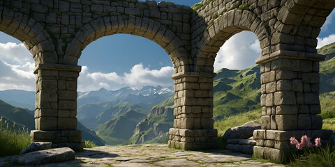 Anime Stone Surround Illustration, Detailed Rock Formation Art, Fantasy Environment Design