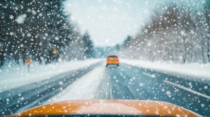 Snowy fir tree with blue lights stands tall in a city park fountain, surrounded by festive decorations and a cold winter sky