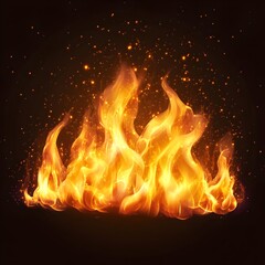 Burning Flames Isolate on Dark Background Abstract Fiery Energy Concept