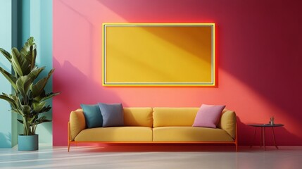 A contemporary frame with a bold, neon border and sleek design.