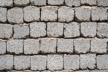 The texture of cinder blocks stacked on top of each other