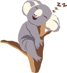 Cartoon illustration of a sleeping koala