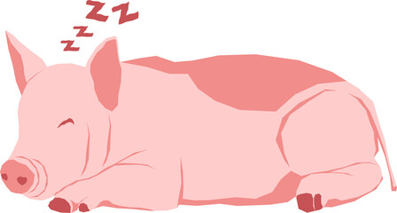 Cartoon illustration of a sleeping pig