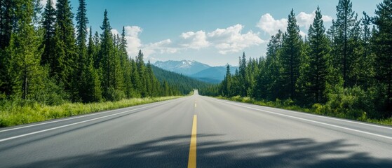 Highway POV from a speeding car, focus on road lines with a sense of motion, dynamic perspective, open road ahead