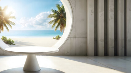 Fototapeta premium Nature's Advertising Platform, A Beachy Display Table.