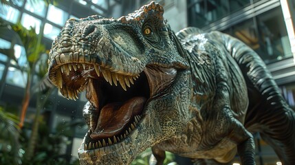 Obraz premium T-Rex Dinosaur Roaring Closeup 3D Render