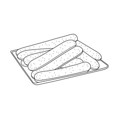 Hand drawn kids drawing Vector illustration bread sticks flat cartoon isolated