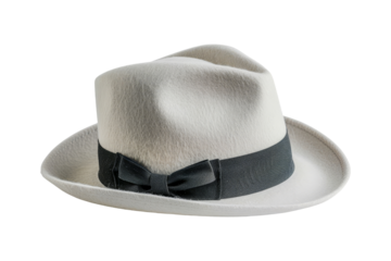 White Fedora with Black Bow
