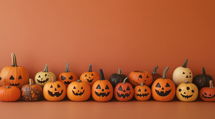 Festive Halloween Copy Space Surrounded by Pumpkins