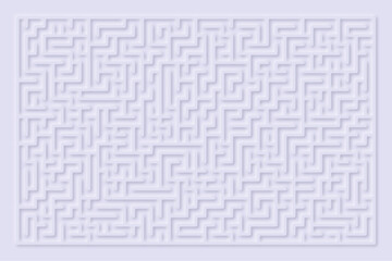 A white neomorphic maze art on a square background, illustrating an abstract labyrinth pattern that represents the challenge of finding solutions and strategic success