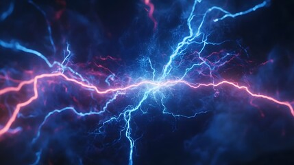 Obraz premium Blue and pink electric lighting, abstract electrical background