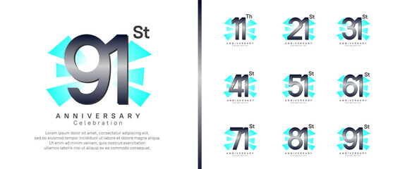 anniversary logo set. vector design black color can be use for celebration moment