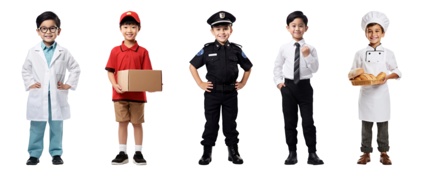 career of kid png cut out element set