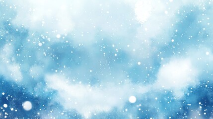 Abstract Watercolor Background with White Specks and Blue Hues