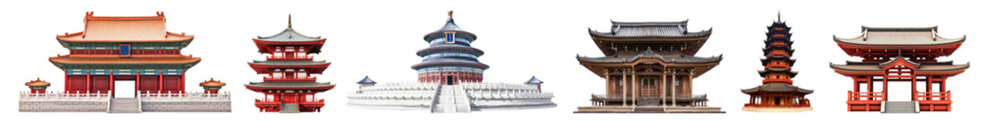 Fototapeta premium asia landmarks destination png cut out element set
