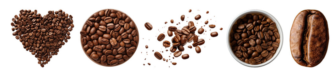 Naklejka premium realistic photo of coffee beans png cut out element set