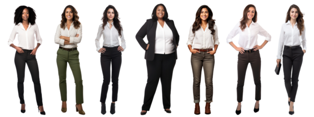 Diverse businesswomen full body png cut out element set