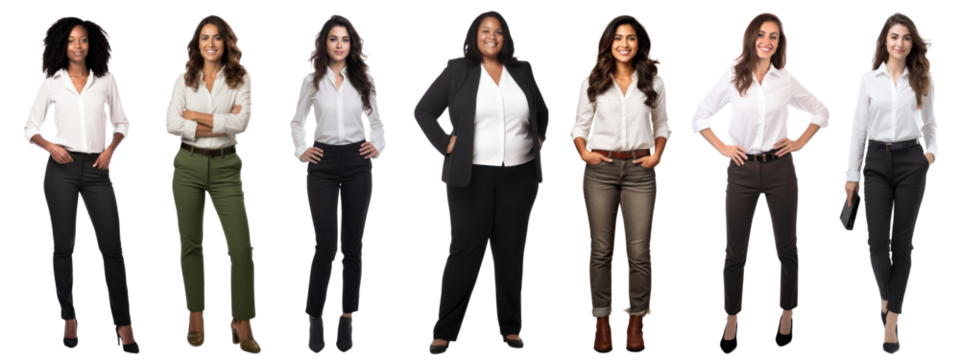 Diverse businesswomen full body png cut out element set - Powered by Adobe
