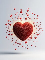 A vibrant red heart surrounded by smaller hearts, symbolizing love and affection, perfect for romantic themes and celebrations.