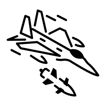 recommend clip art: A linear style icon of fighter jet 