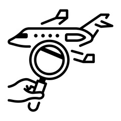 Plane analysis icon in linear style 