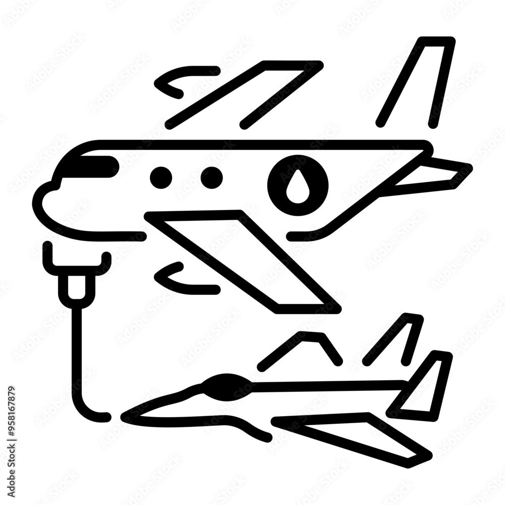 Wall mural aerial refueling icon in line style