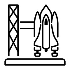 An outline style icon of space rocket 