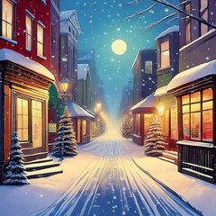 눈이 펑펑 내리는 길거리