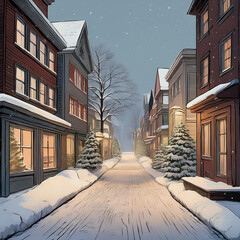 눈이 펑펑 내리는 길거리