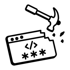 Hacking icon in outline style 