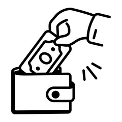 An outline style icon of money scam 