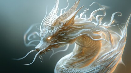 White Dragon with Glowing Eyes