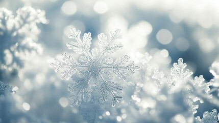 A Detailed Close-Up of a Single Delicate Snowflake