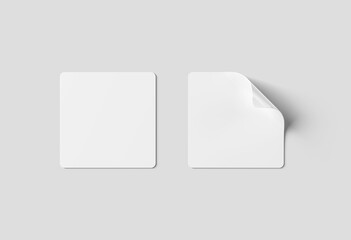Blank squared sticker mockup isolated. Square label template. 3D rendering