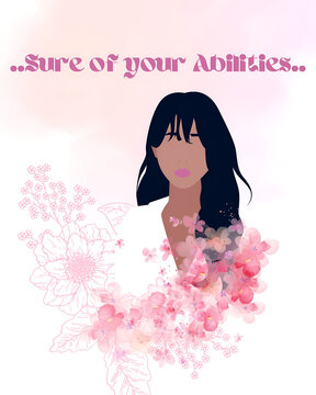 Illutation of a girl with flowers