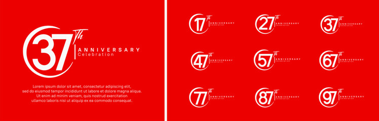 anniversary logo set. vector design white color for celebration event