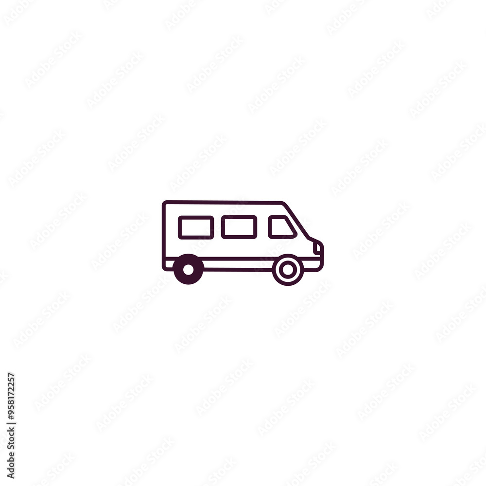 Poster cargo bus outline icon. linear vector from delivery concept. thin line cargo bus icon isolated on wh