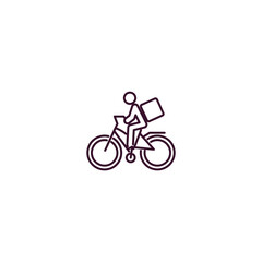 Obraz premium delivery by bike outline icon. Linear vector from delivery concept. Thin line delivery by bike icon isolated on white background