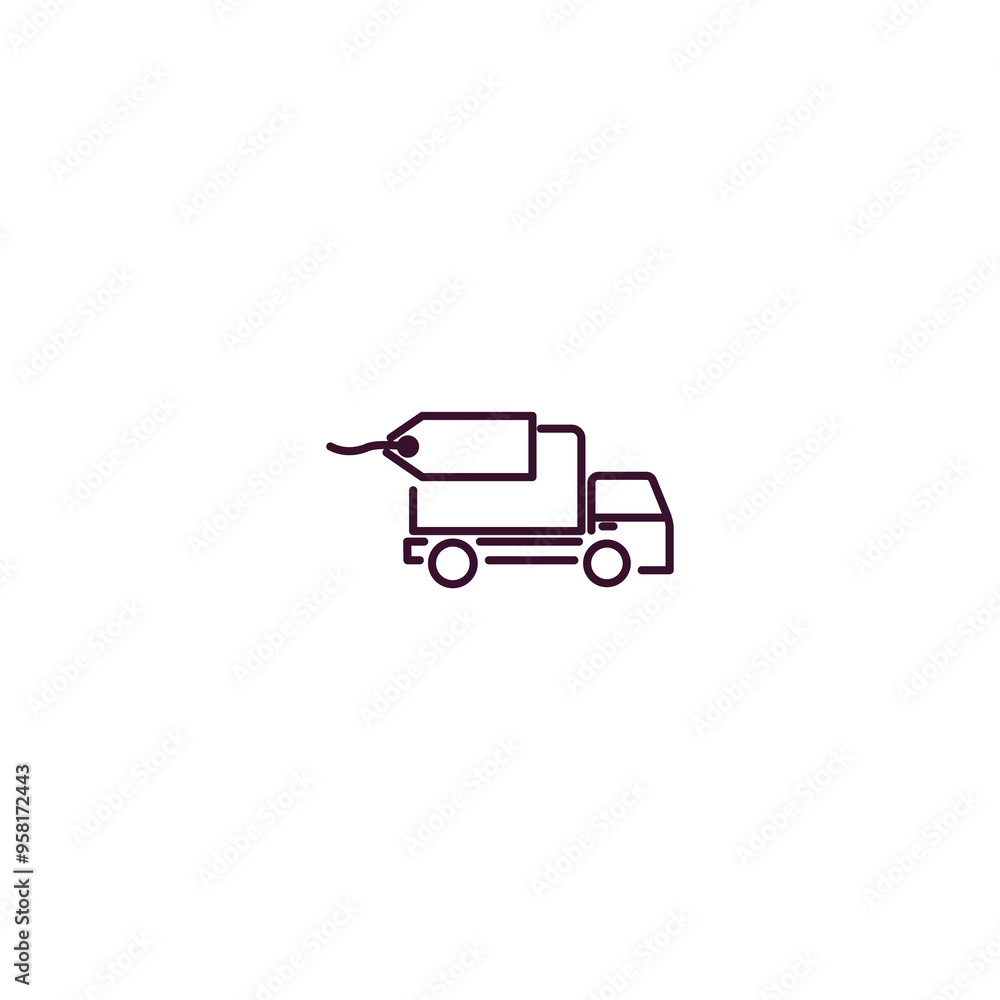 Poster delivery tag outline icon. linear vector from delivery concept. thin line delivery tag icon isolated