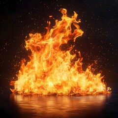 Fototapeta premium Intense Fiery Explosion with Bright Orange Flames and Sparks in Dark Background