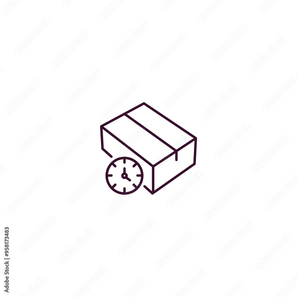 Poster wait time outline icon. linear vector from delivery concept. thin line wait time icon isolated on wh