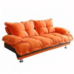 Fototapeta premium furniture orange color sofa bed multi function with isolated on a transparent background