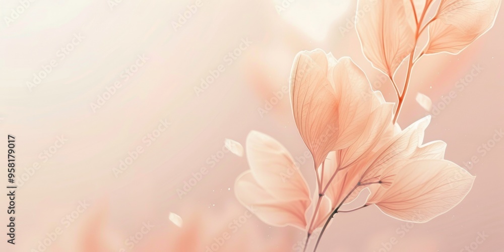 Poster a background with a light, soft gradient from peach to white. the design should be simple and elegan