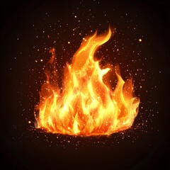 Burning Flames of Intense Fire Isolate on Dark Background