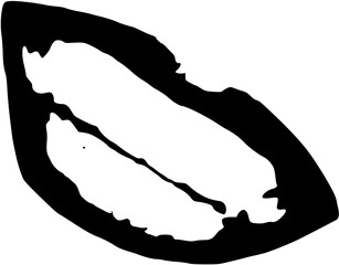 Halftone cut out smiling, laughing mouth, lips from newspaper. Collage element of paper for poster, stickers, banner. Cutting shapes grunge vintage face part. Abstract vector