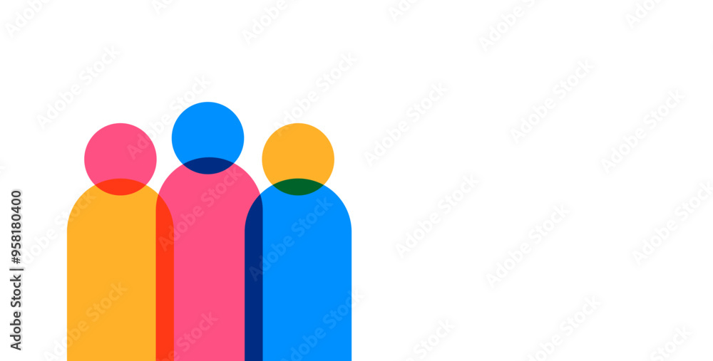 Poster connecting people multi color community graphic or background. people connecting or merging or unity