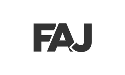 FAJ logo design template with strong and modern bold text. Initial based vector logotype featuring simple and minimal typography. Trendy company identity.