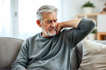 man with a painful expression of muscle pain.