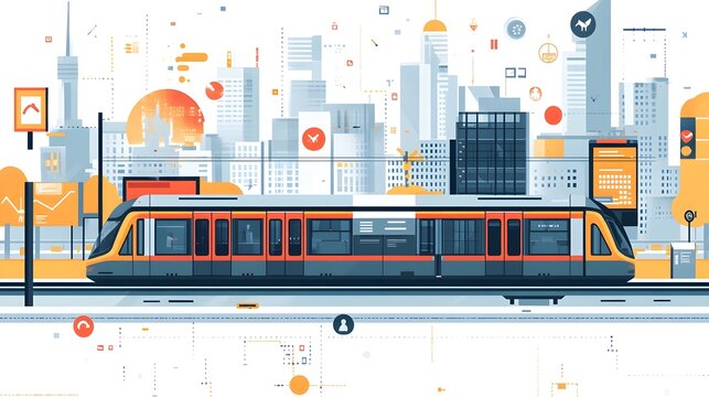 Flat design of a public transportation schedule with consistent typography and icons