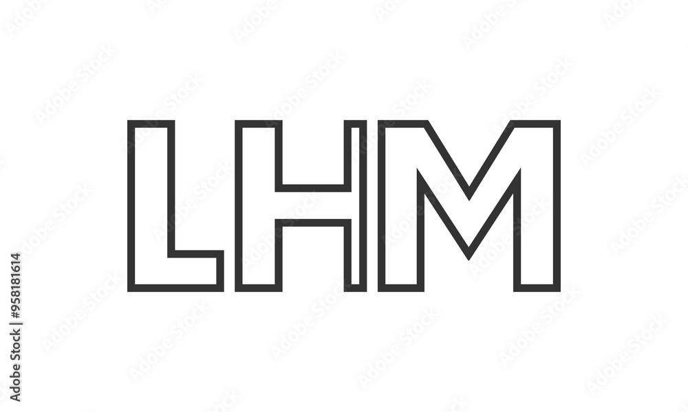 Fototapete LHM logo design template with strong and modern bold text. Initial based vector logotype featuring simple and minimal typography. Trendy company identity.